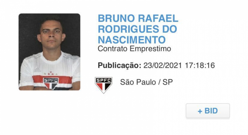 Registro de Bruno Rodrigues no BID