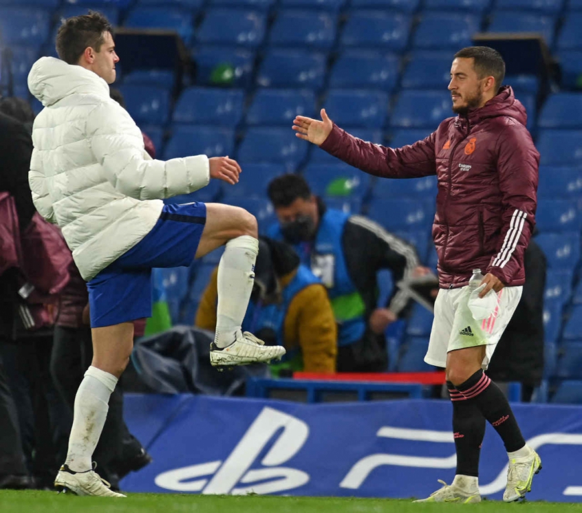 Chelsea x Real Madrid - Azpilicueta e Hazard
