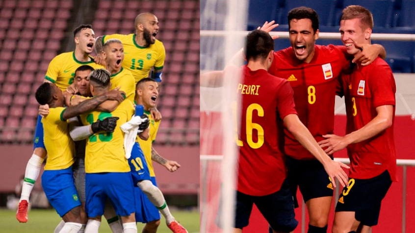 comemoração de classificação do Brasil / comemoração de gol da Espanha na Olimpíada