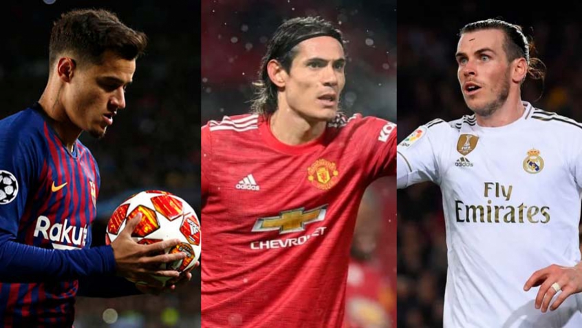 Philippe Coutinho (Barcelona), Cavani (Manchester United) e Gareth Bale (Real Madrid)