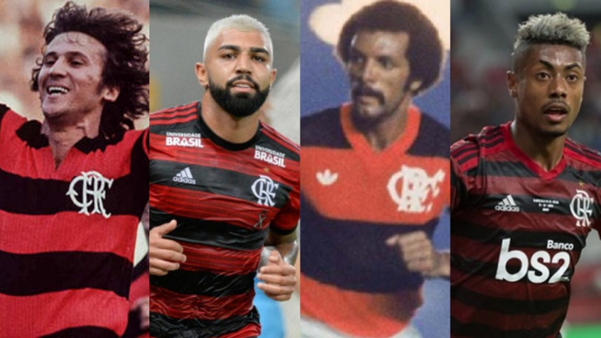 Zico, Gabigol, Junior e Bruno Henrique