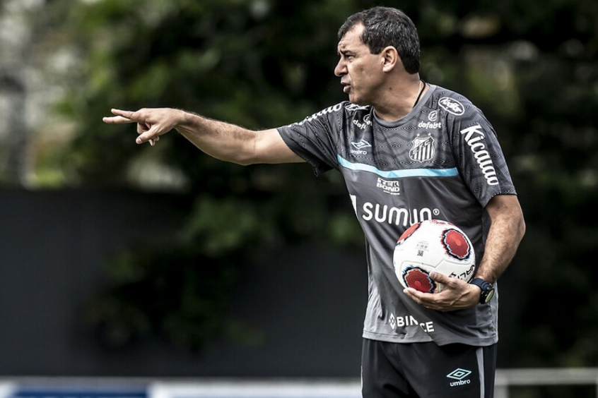 Fabio Carille comanda treino no Santos