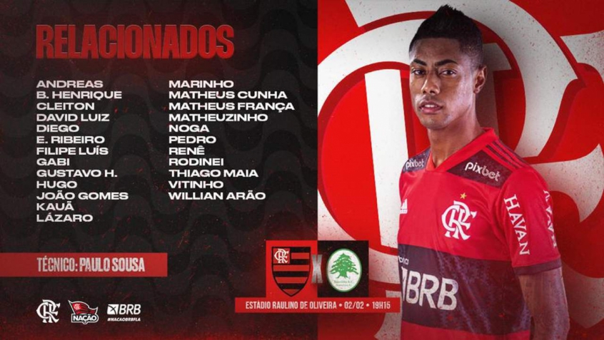 Com a volta de Gabi e Everton Ribeiro, Flamengo divulga lista relacionados para enfrentar o Boavista
