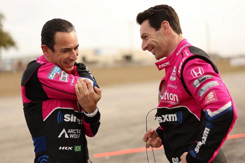 Os pilotos da MSR, Helio e Pagenaud, no teste da terça feira (Foto: IndyCar Media)