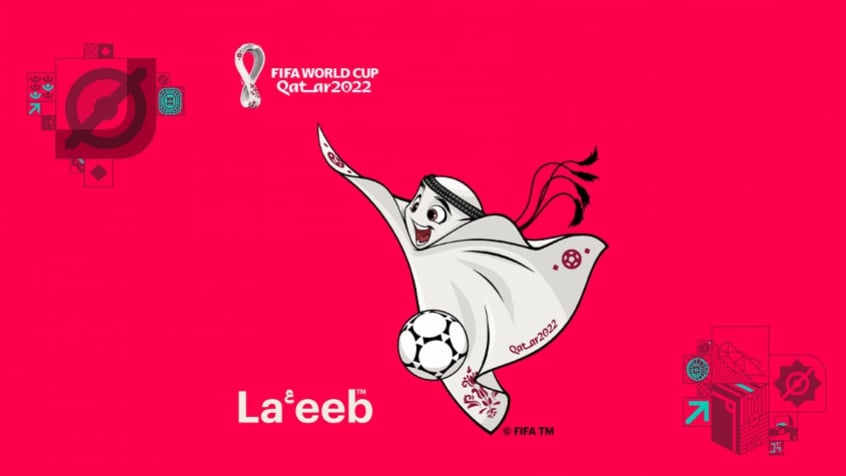 mascot world cup qatar blue background