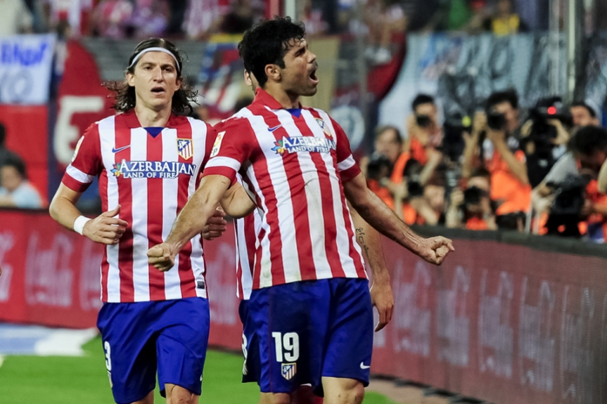 Atletico de Madrid x Elche - Diego Costa e Filipe Luís (Foto: Dani Pozo/AFP)