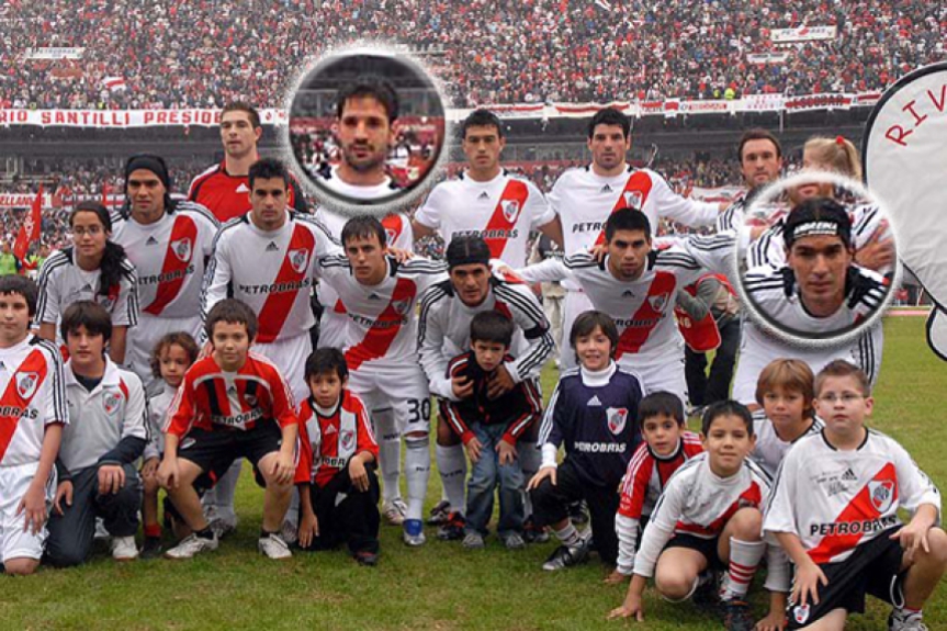 Abelairas e Loco Abreu no River Plate (Foto: Divulgação/River Plate)