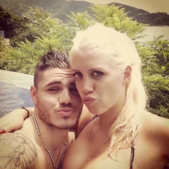 Atacante argentino e sua mulher, a modelo Wanda Nara