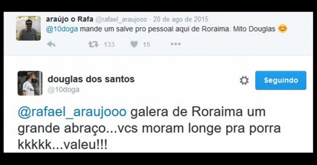 Douglas interagindo com seguidores no Twitter