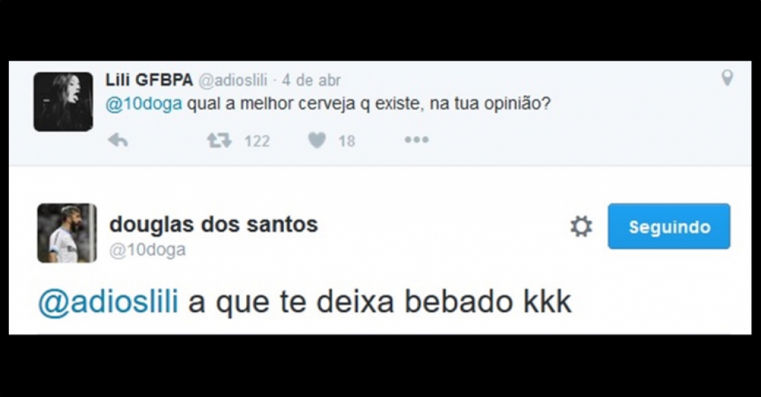 Douglas interagindo com seguidores no Twitter