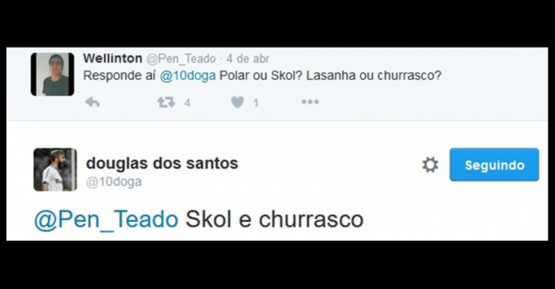 Douglas interagindo com seguidores no Twitter