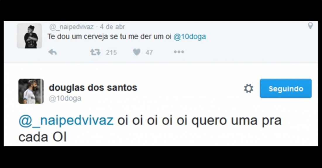 Douglas interagindo com seguidores no Twitter