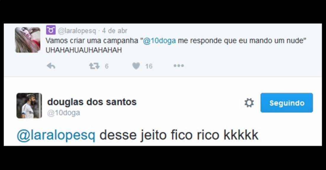 Douglas interagindo com seguidores no Twitter