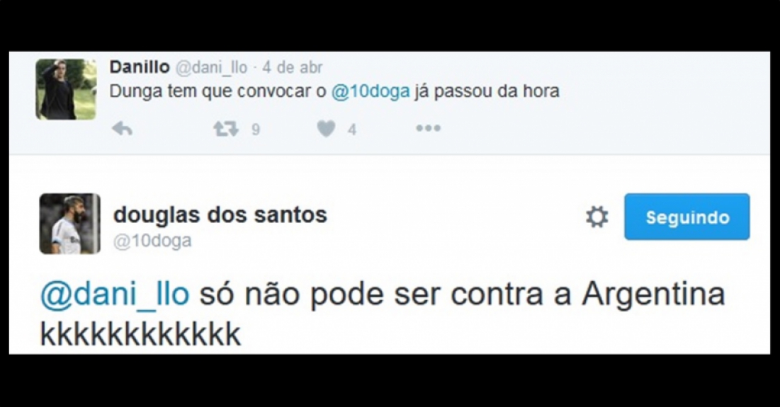 Douglas interagindo com seguidores no Twitter