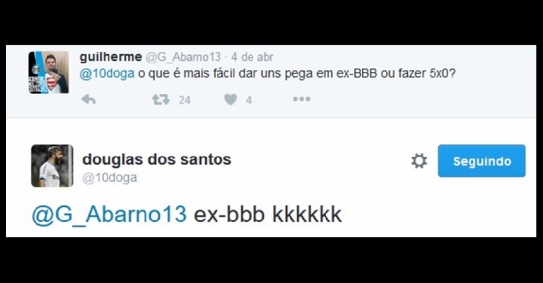 Douglas interagindo com seguidores no Twitter