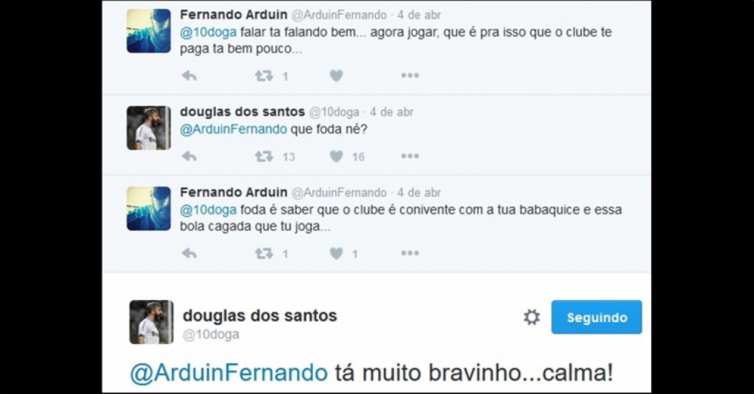 Douglas interagindo com seguidores no Twitter
