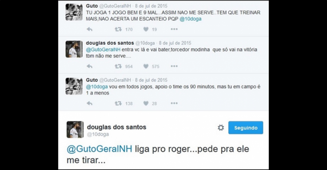 Douglas interagindo com seguidores no Twitter