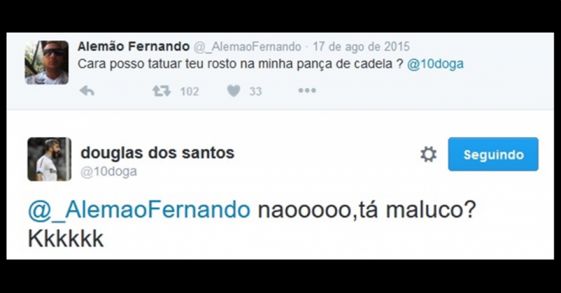 Douglas interagindo com seguidores no Twitter