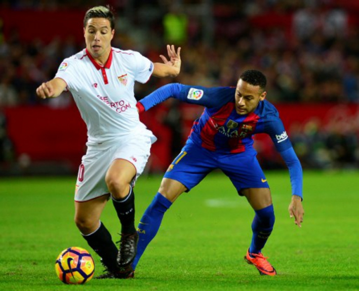 Nasri e Neymar - Sevilla x Barcelona