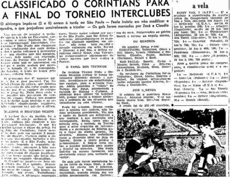 Semifinal da Copa do Atlântico de 1956 Corinthians 2 x 0 São Paulo