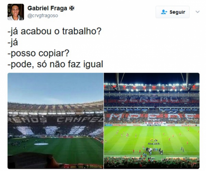 Rivais tiraram sarro do mosaico rubro-negro na partida contra o Atlético-PR, pela Libertadores