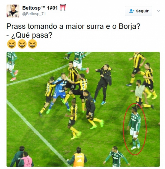 Tranquilidade de Miguel Borja durante a briga virou meme nas redes