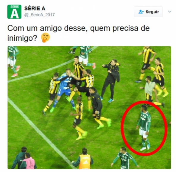 Tranquilidade de Miguel Borja durante a briga virou meme nas redes