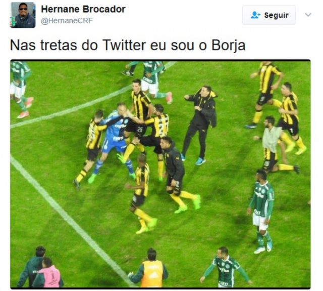 Tranquilidade de Miguel Borja durante a briga virou meme nas redes