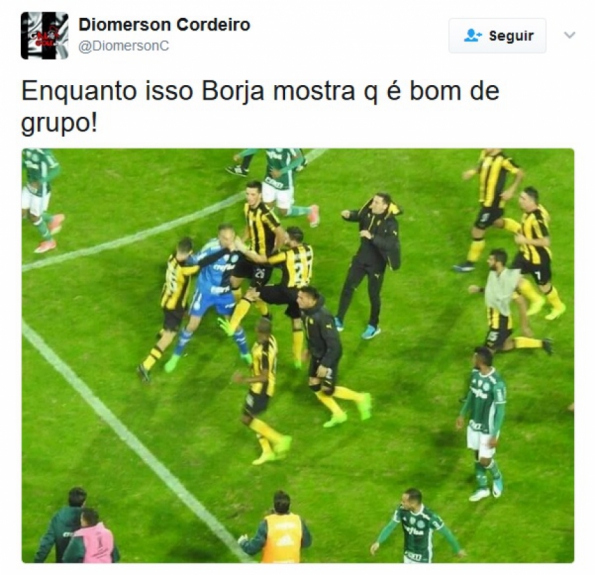Tranquilidade de Miguel Borja durante a briga virou meme nas redes