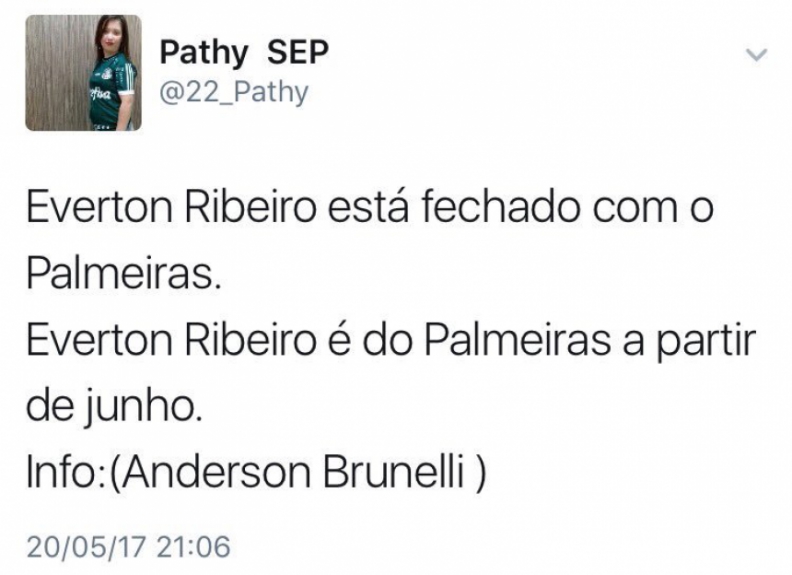 Prints mostram palmeirenses apostando na contratação de Éverton Ribeiro