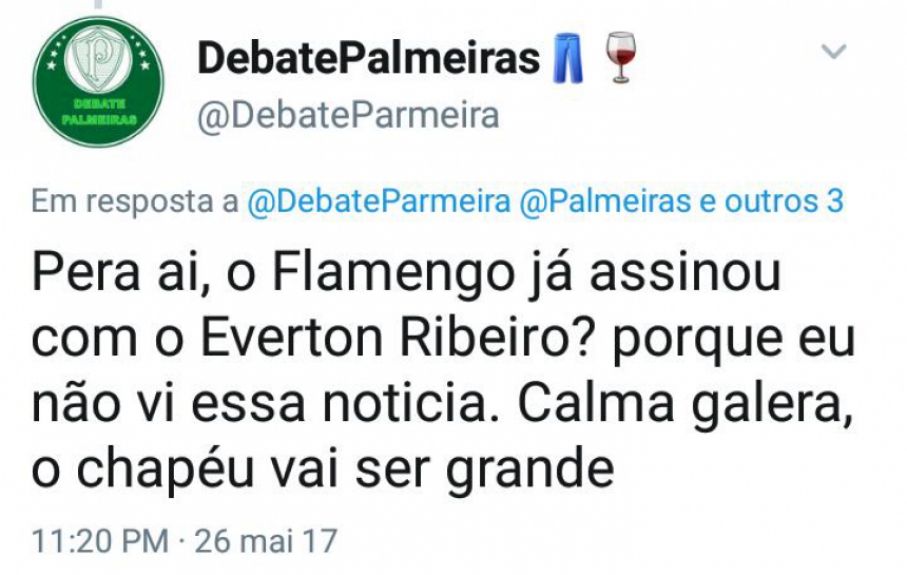 Prints mostram palmeirenses apostando na contratação de Éverton Ribeiro