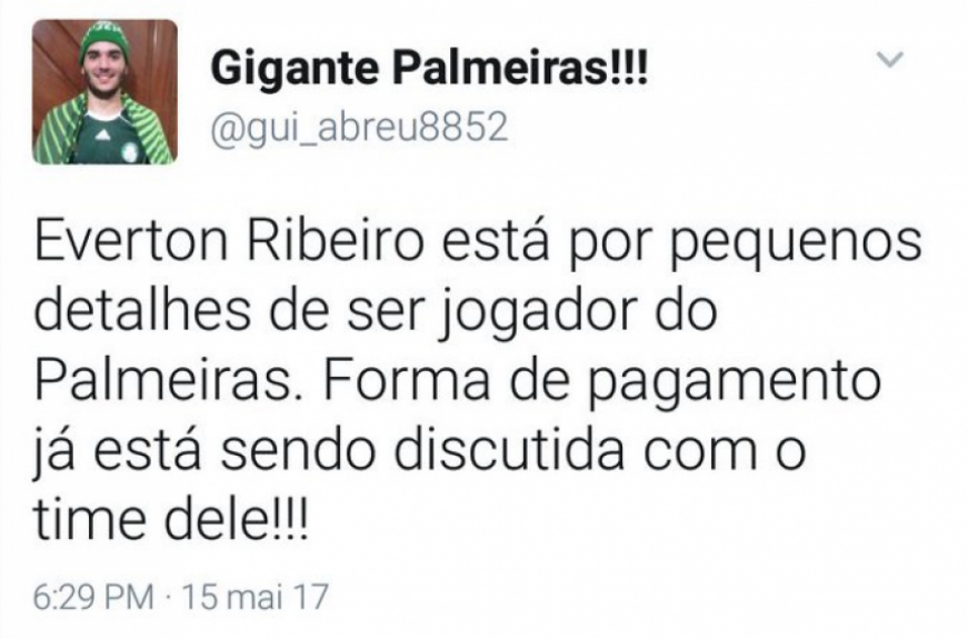 Prints mostram palmeirenses apostando na contratação de Éverton Ribeiro