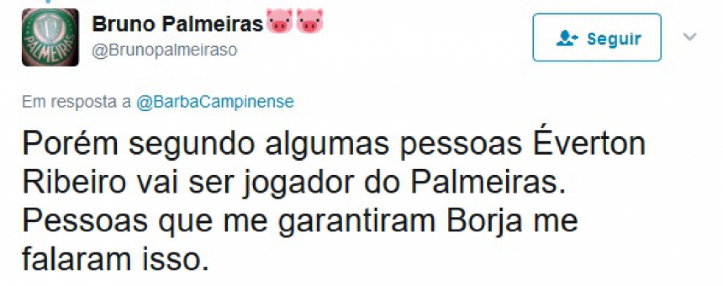 Prints mostram palmeirenses apostando na contratação de Éverton Ribeiro