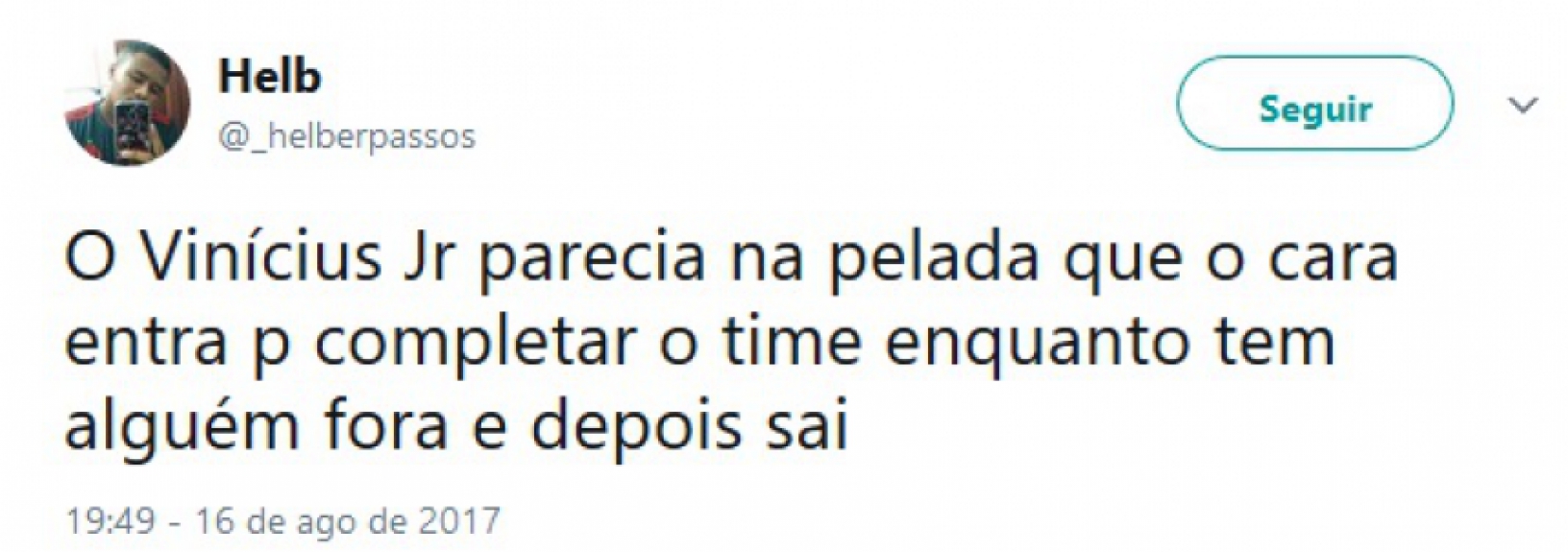 Internautas zoam pouca permanência de Vinicius Júnior em campo contra o Botafogo