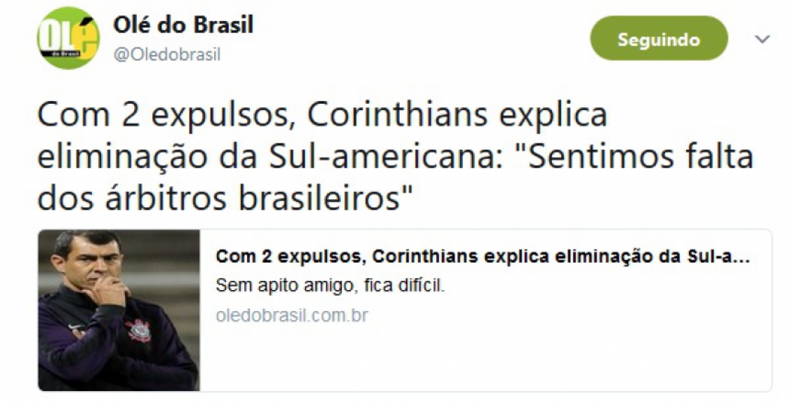 Rivais não perdoam eliminação do Corinthians na Copa Sul-Americana