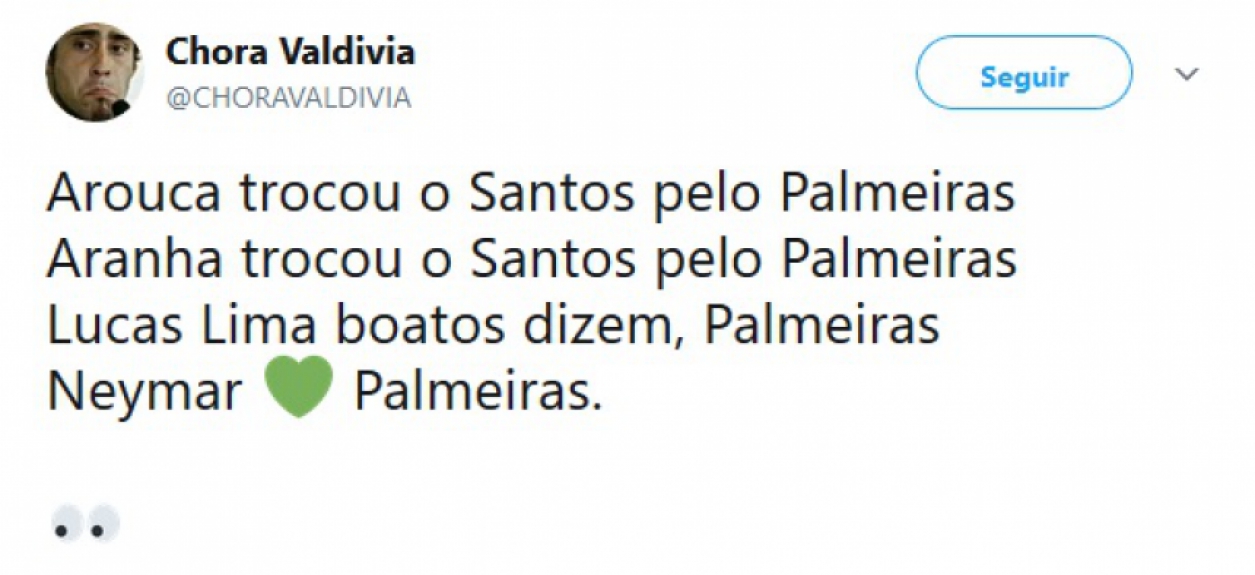 Memes brincam com Neymar após foto do jogador com camisa do Palmeiras