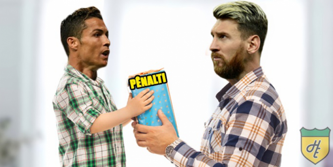 Papai Messi fez a alegria do Cristianinho dando um pênalti