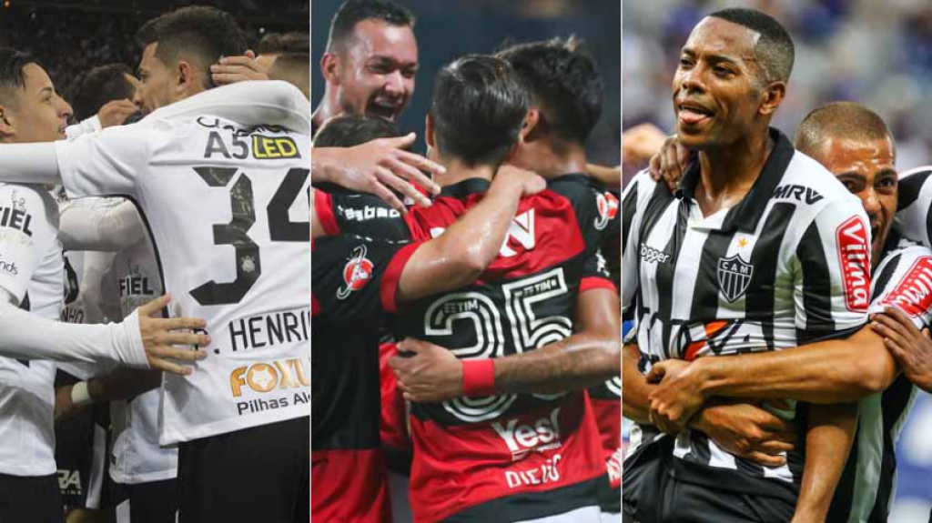 Montagem - Corinthians, Flamengo e Atlético-MG