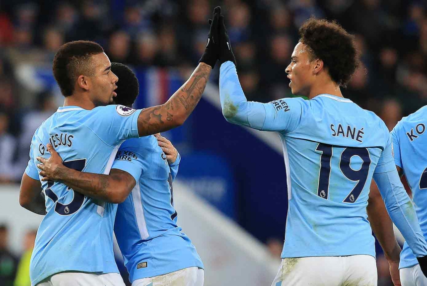Gabriel Jesus anotou um tento na vitória do Manchester City por 2 a 0 diante do Leicester