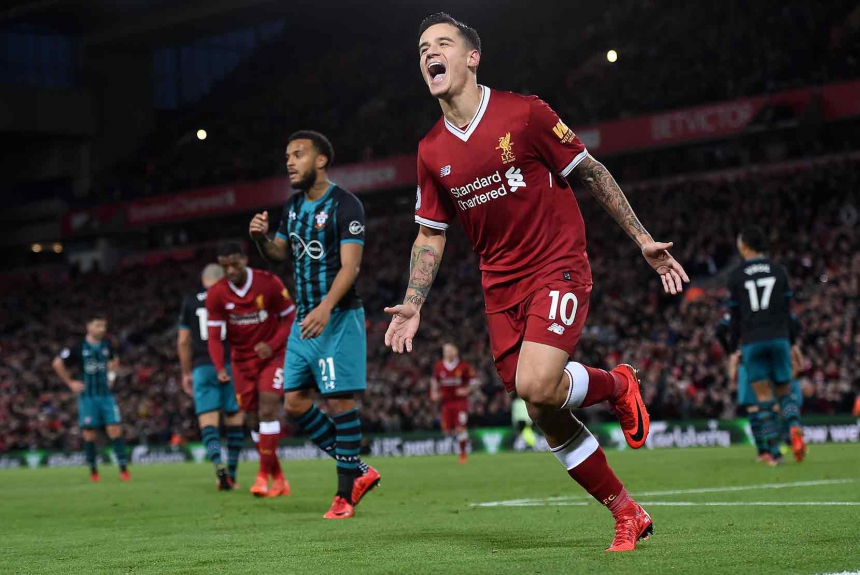 Philippe Coutinho foi bastante participativo na vitória de 3 a 0 do Liverpool sobre o Southampton. O meia-campista também balançou as redes adversárias e ainda deu uma passe para Salah marcar no duelo