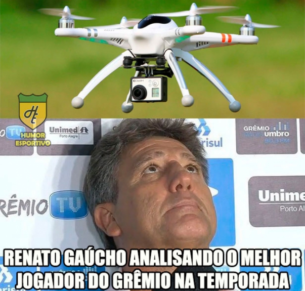 Brincadeiras envolvendo o uso de drones pelo Grêmio tomaram conta das redes sociais