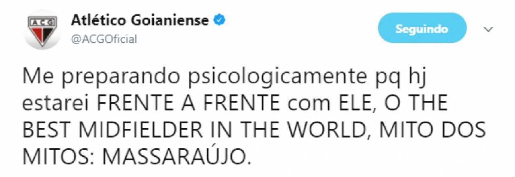A má fase do Atlético-GO dentro de campo nunca afetou o bom humor nas redes sociais. Se liga nesse tweet de quando o Dragão enfrentou o Flamengo (e o mito dos mitos, Márcio Araújo)