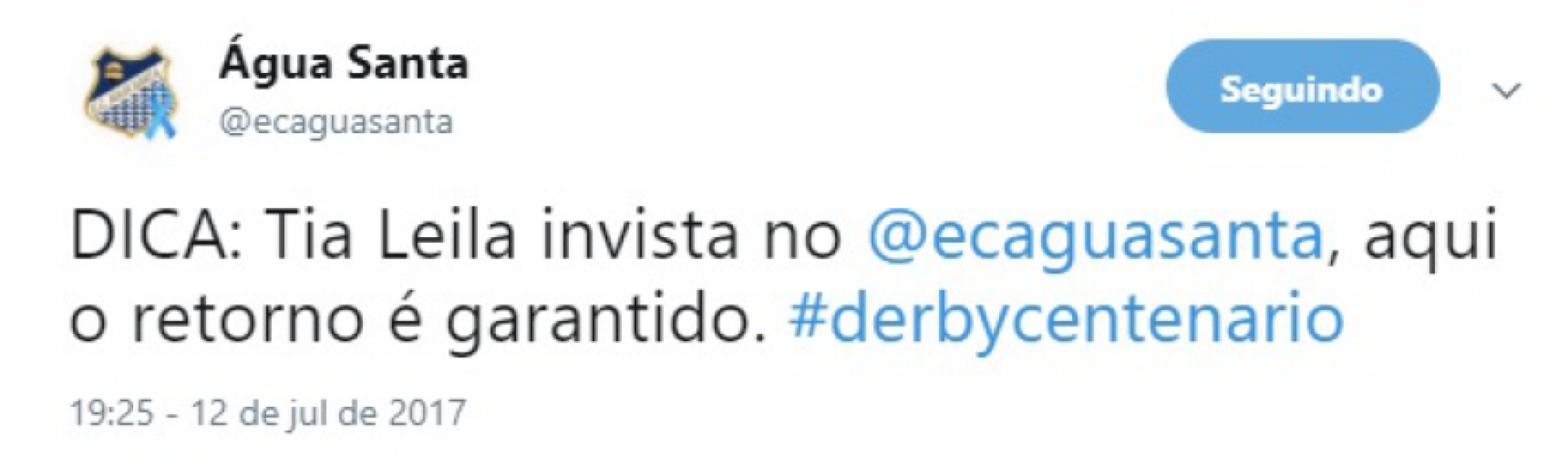 E essa cutucada do Água Santa ao Palmeiras?