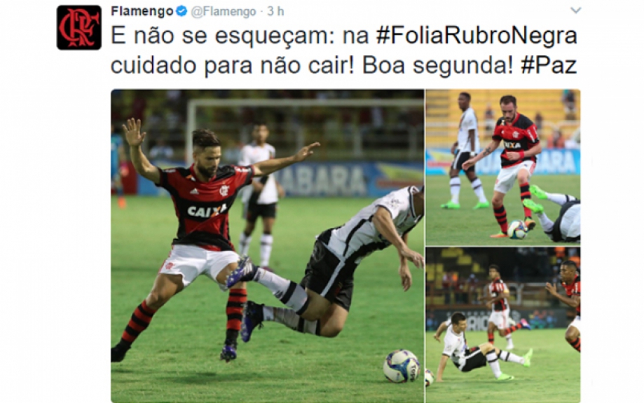 O Flamengo também começou o ano usando as redes sociais para cutucar os rivais. Ao vencer o Vasco durante o feriado de Carnaval, deu aquela provocada!
