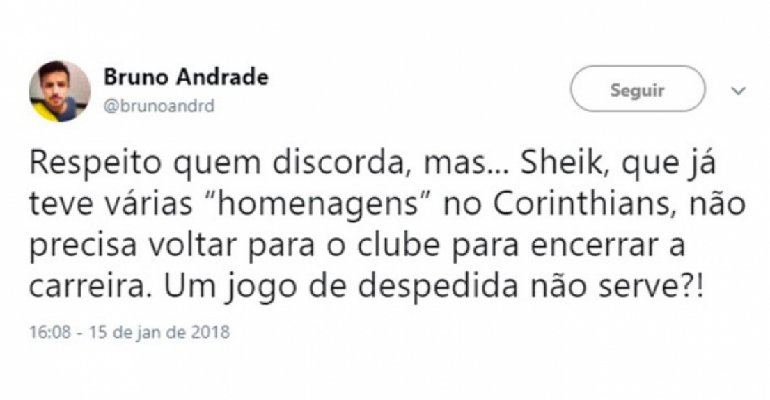 Retorno de Sheik ao Corinthians dividiu a torcida nas redes sociais