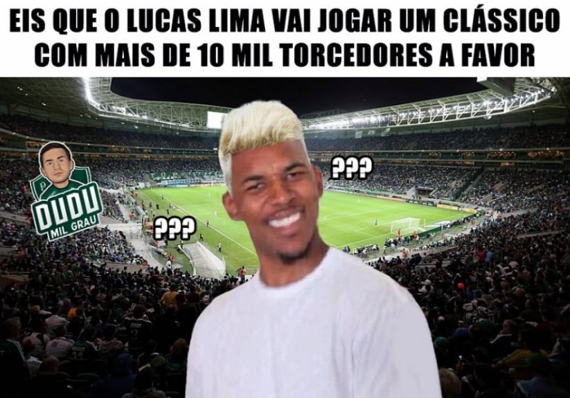 Palmeirenses brincam após vitória no clássico