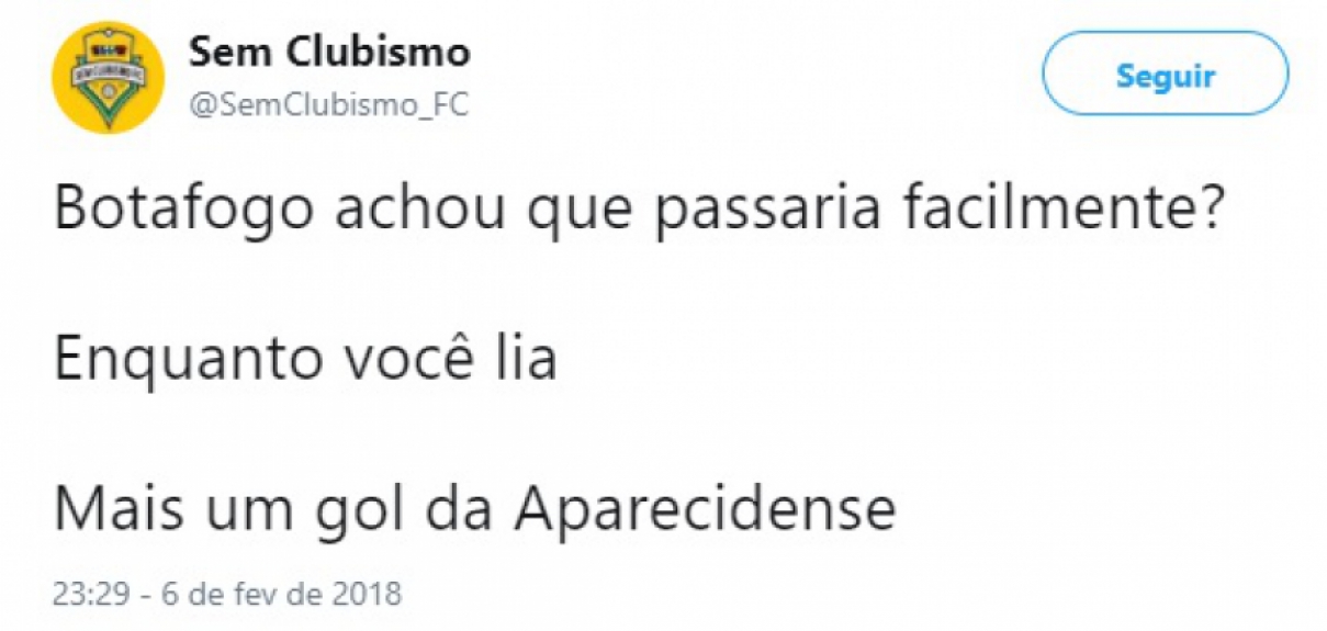 Rivais não perdoaram eliminação do Fogão para o 'tradicional' Aparecidense na primeira fase da Copa do Brasil