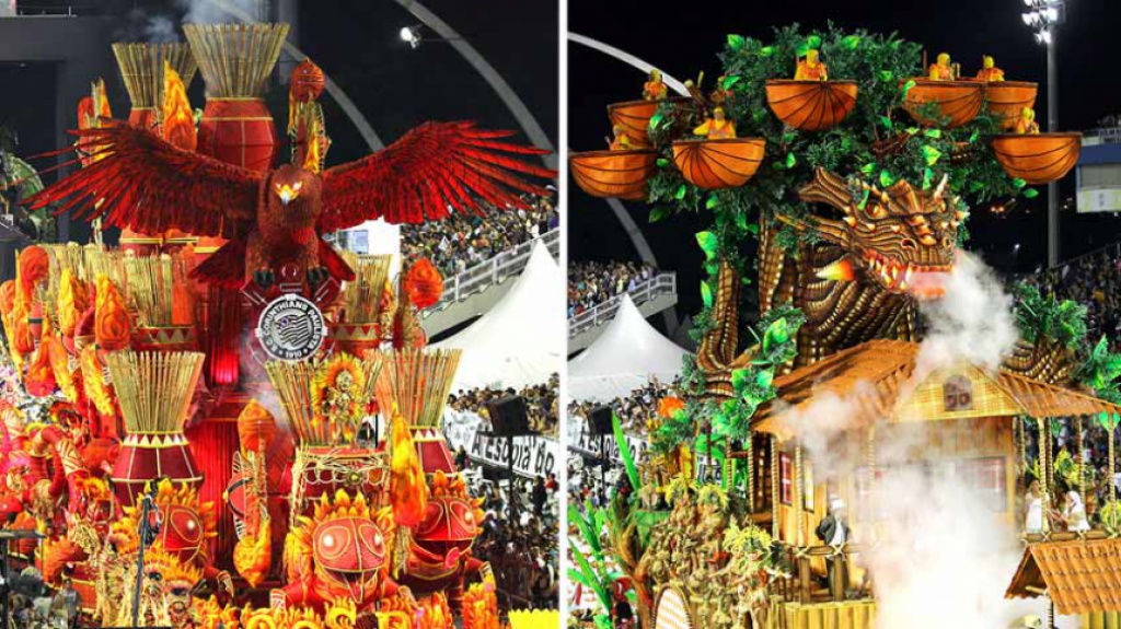 Montagem Desfile Escolas de Samba - Gaviões da Fiel e Dragões da Real