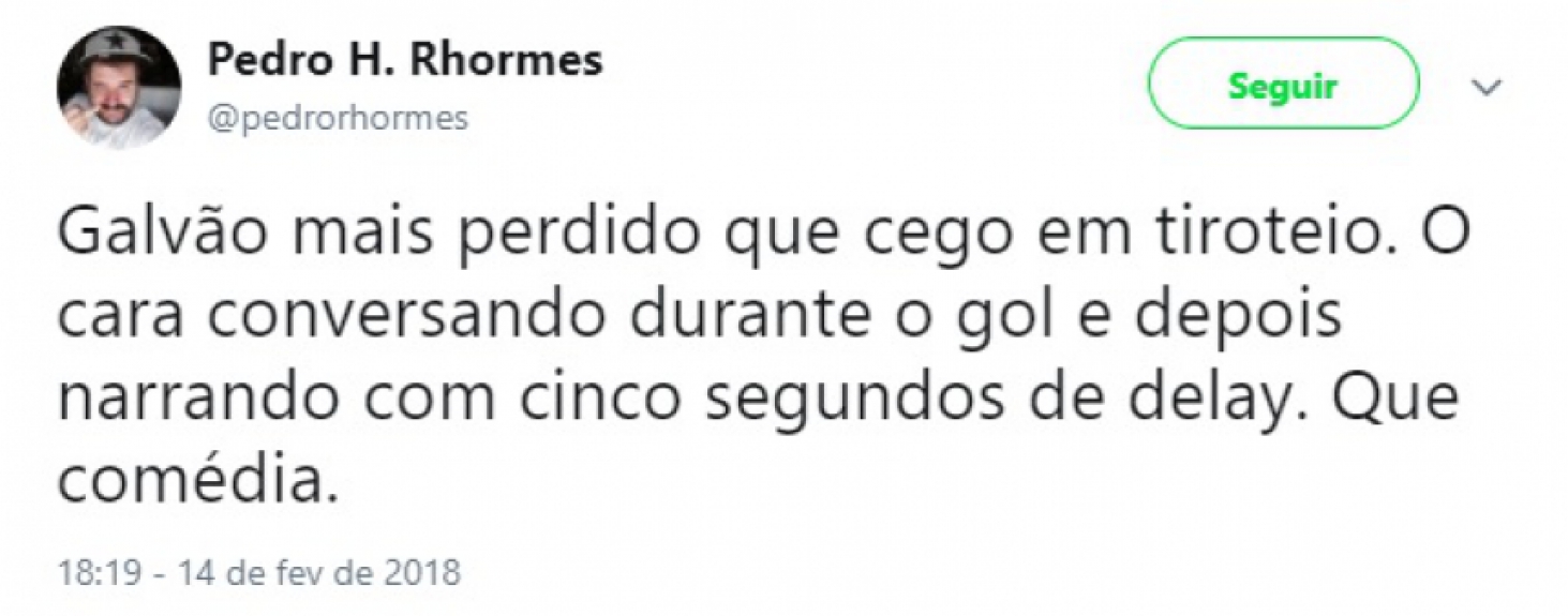 Atraso na narração de Galvão Bueno repercute nas redes