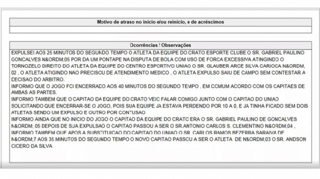 União x Crato - jogo acaba mais cedo